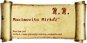 Maximovits Mirkó névjegykártya